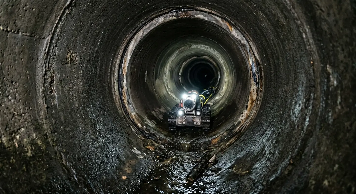 Robotic sewer camera inspecting pipe interior for Sewer Line Repair in Whitfield